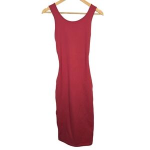 The‎ Group by Babaton Brick Red Criss Cross Back Bodycon Midi Dress Womens Small